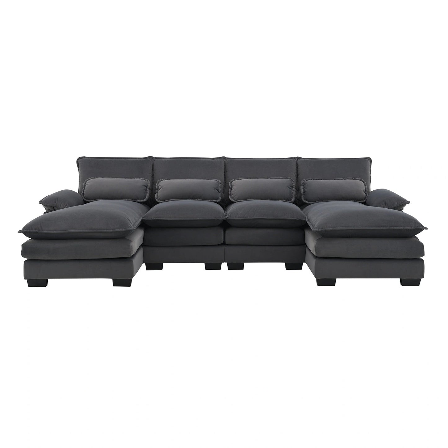 New Modern U-shaped Sectional Sofa, 6-Seat With Waist Pillows 109.8 55.9