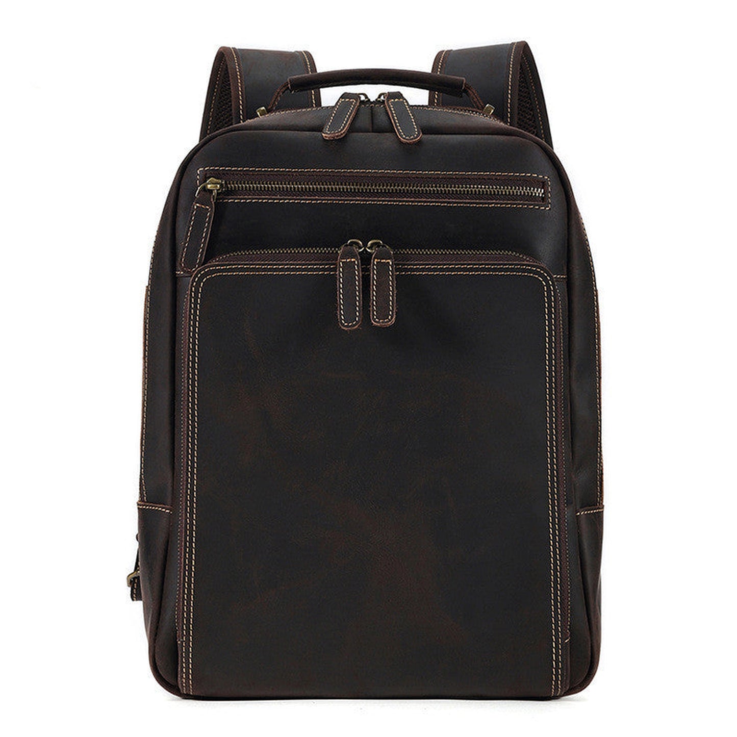 Backpack Men's Crazy Horse Leather Large Capacity