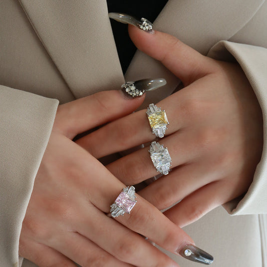 Sterling Silver 8X10 Ice Cut Ring High Carbon Diamond
