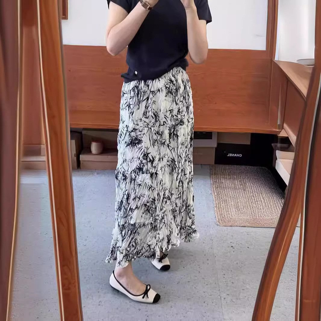 Elastic Waistband Slimming All-match A- Line Dress Mori Style