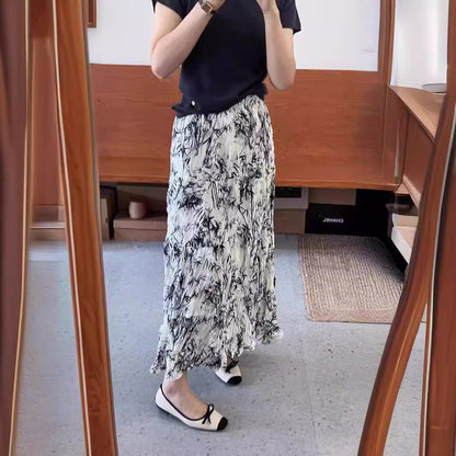 Elastic Waistband Slimming All-match A- Line Dress Mori Style