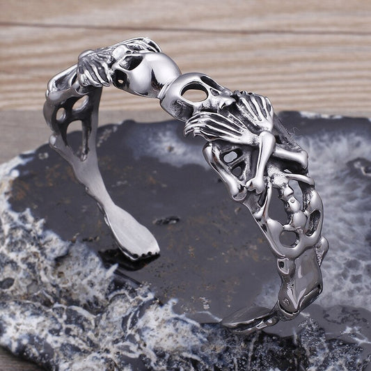Men's Stainless Steel Skull Opening Bracelet