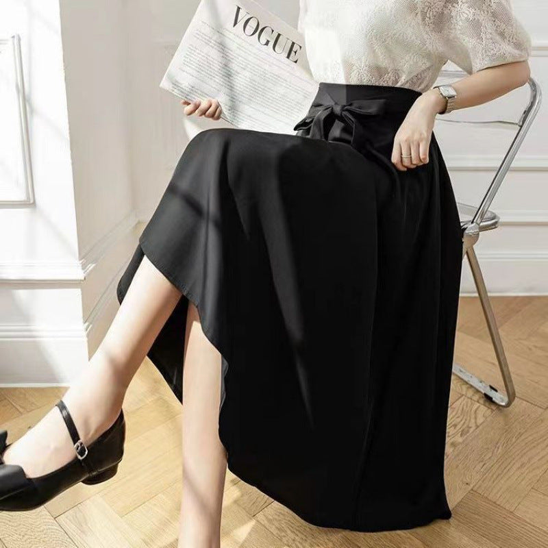 A- Line Skirt Draping Large Hem Mid-length Skirt