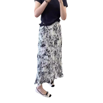 Elastic Waistband Slimming All-match A- Line Dress Mori Style