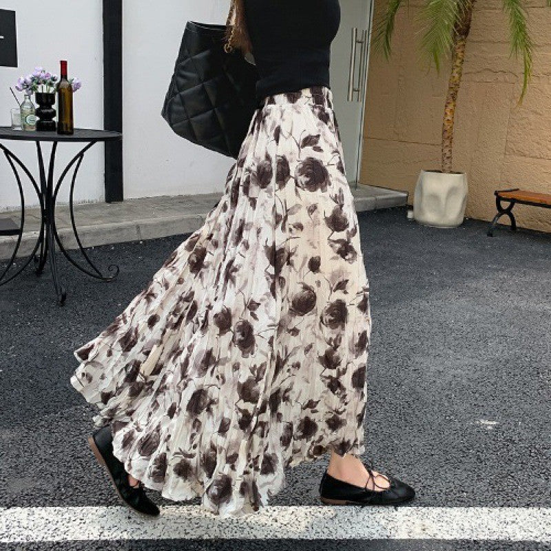 Elastic Waistband Slimming All-match A- Line Dress Mori Style