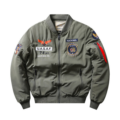 Slim-Fit Stand Collar Harley Motorcycle Men's Retro Embroidery Cotton-padded Coat Coat