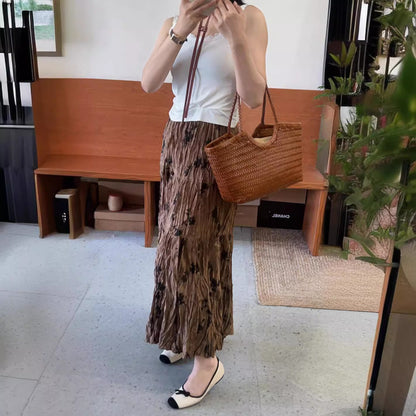 Elastic Waistband Slimming All-match A- Line Dress Mori Style