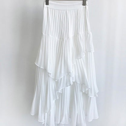 Chiffon High Waist Layered Ruffles Tiered Skirt