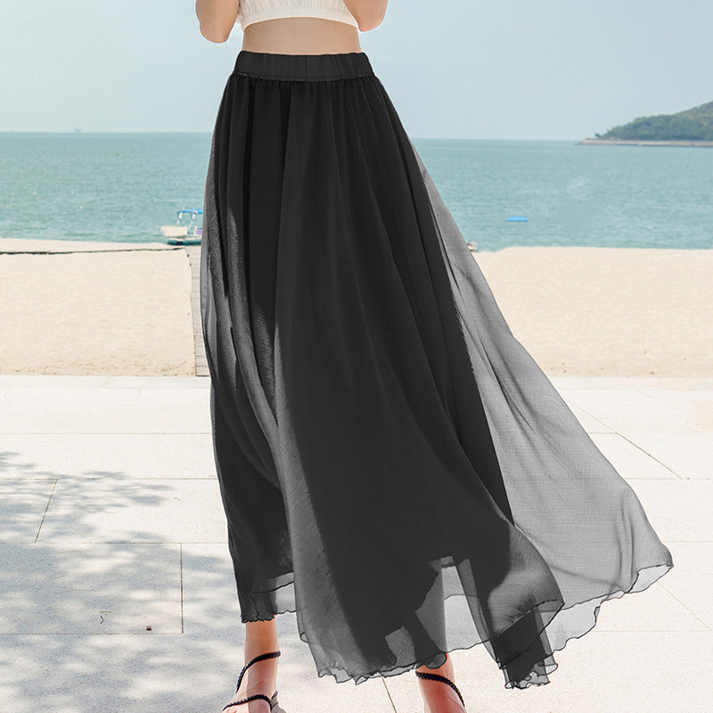 Chiffon Skirt Large Swing Skirt Vacation Beach Dress Fairy Dress