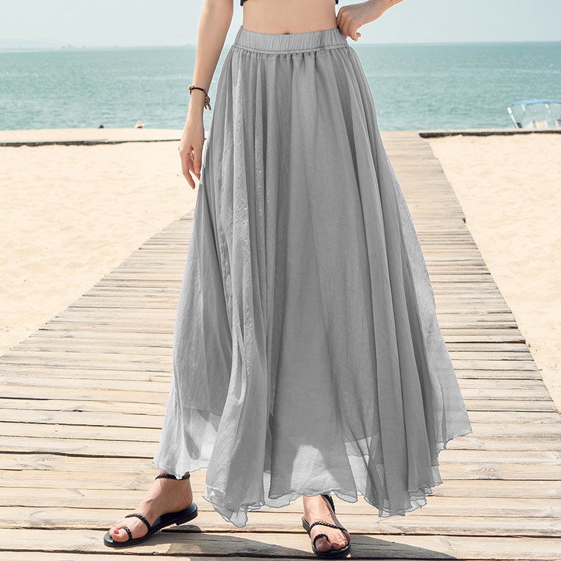 Chiffon Skirt Large Swing Skirt Vacation Beach Dress Fairy Dress