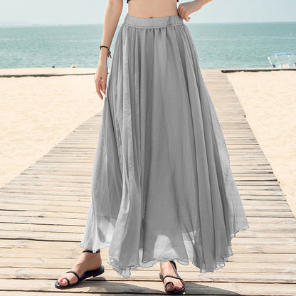 Chiffon Skirt Large Swing Skirt Vacation Beach Dress Fairy Dress