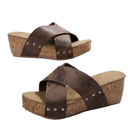 Women's Wedge Platform Slippers Outer Wear