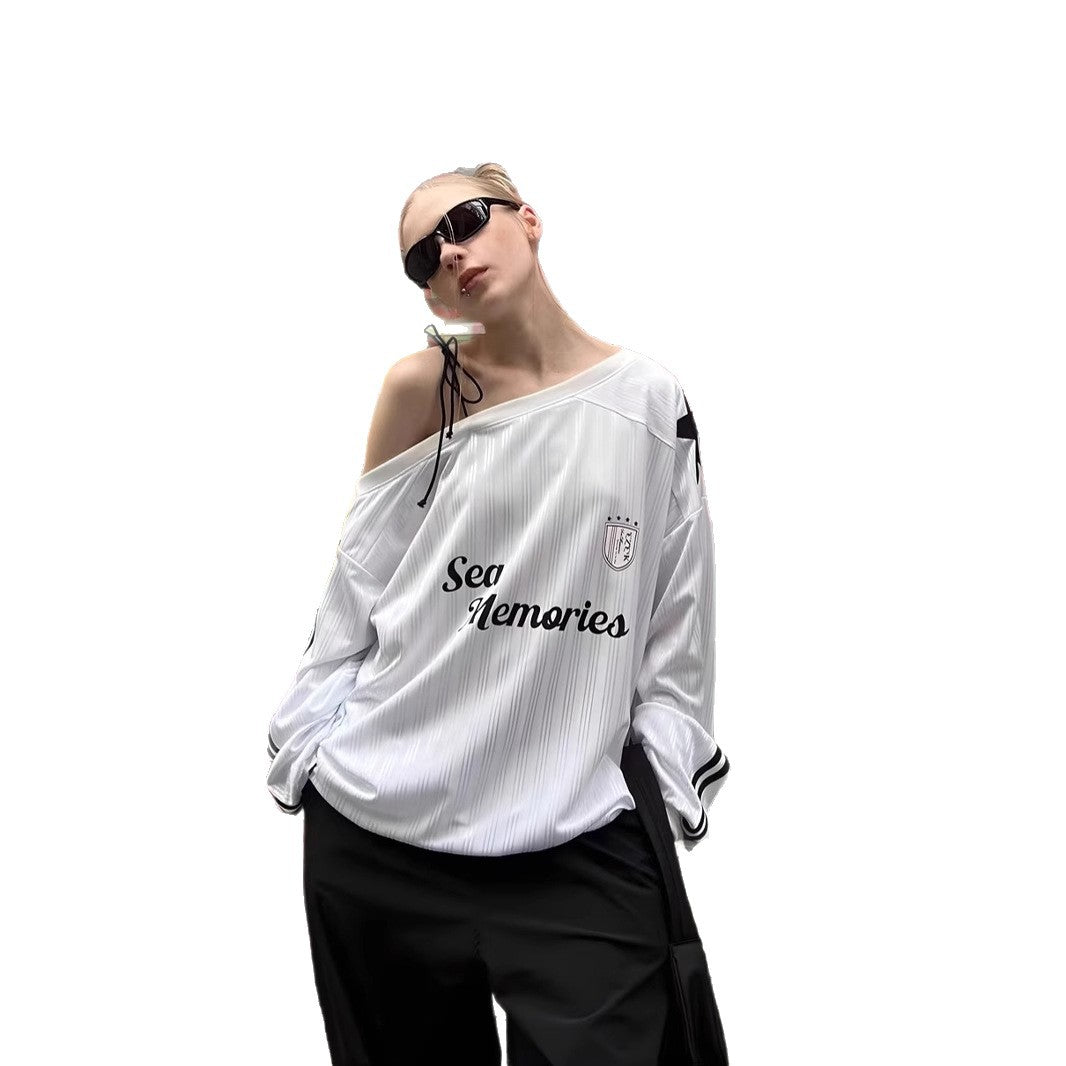 American-style Shoulder Long Sleeve Letter Printed Sweatshirt