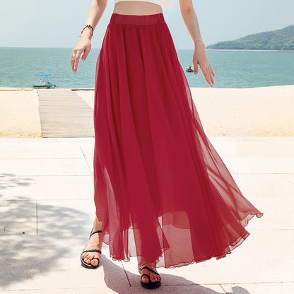 Chiffon Skirt Large Swing Skirt Vacation Beach Dress Fairy Dress