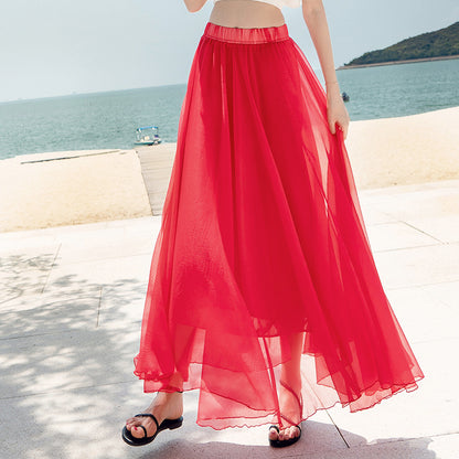 Chiffon Skirt Large Swing Skirt Vacation Beach Dress Fairy Dress