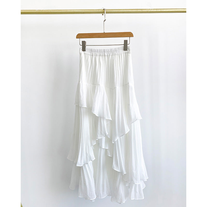 Chiffon High Waist Layered Ruffles Tiered Skirt