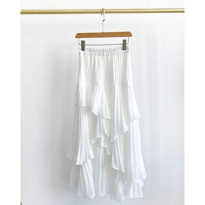 Chiffon High Waist Layered Ruffles Tiered Skirt