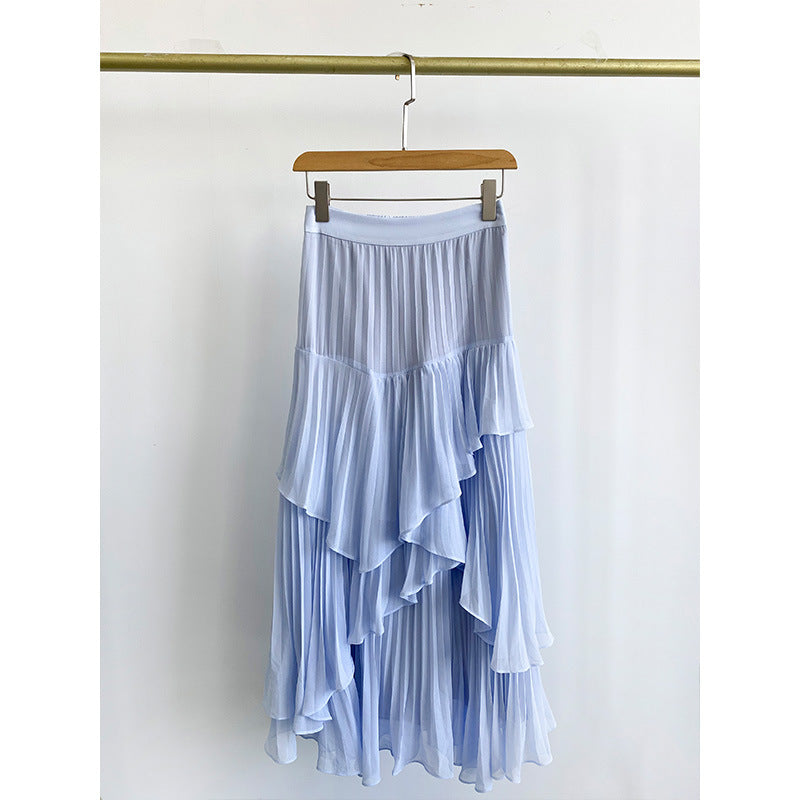 Chiffon High Waist Layered Ruffles Tiered Skirt