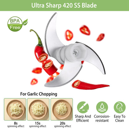 1 Set 4 In 1 Handheld Electric Vegetable Cutter Mini Food Fruit Chopper Grinder Slicer Dicer Garlic Meat Ginger Mud Masher Rechargeable Food Processor