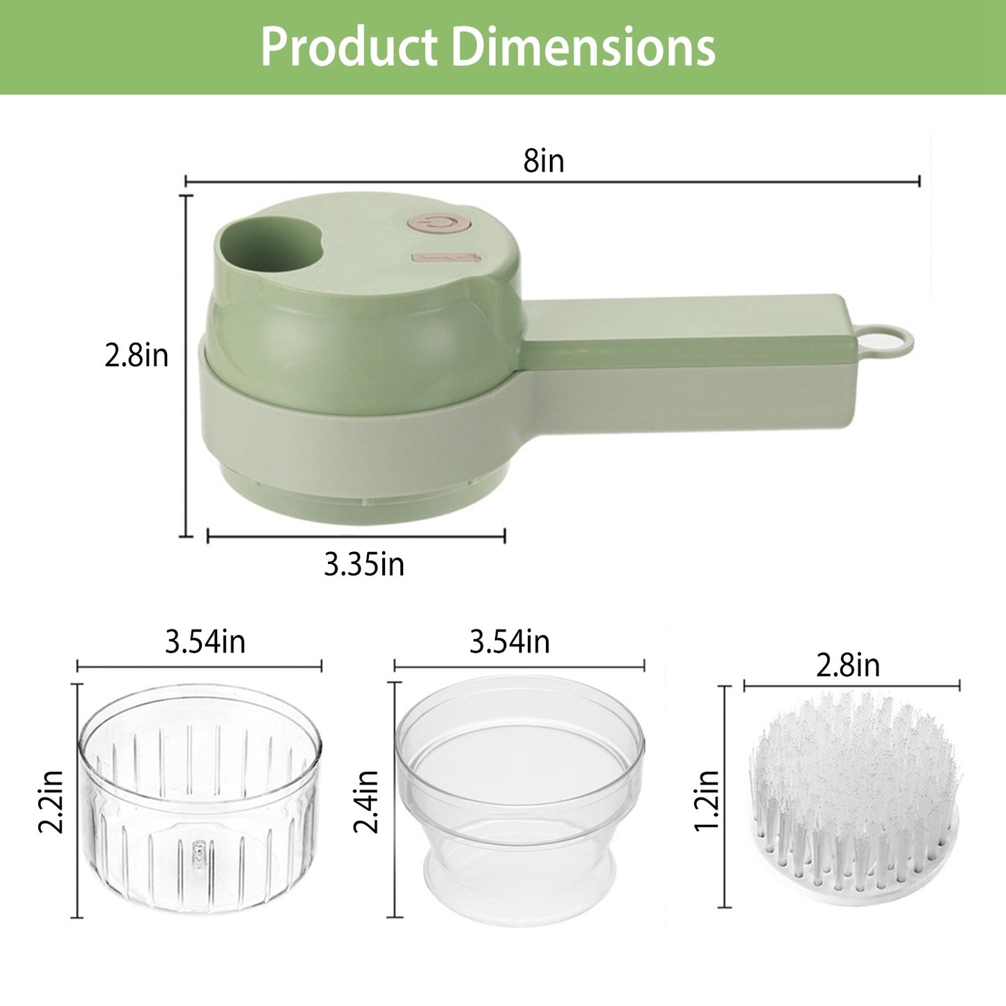 1 Set 4 In 1 Handheld Electric Vegetable Cutter Mini Food Fruit Chopper Grinder Slicer Dicer Garlic Meat Ginger Mud Masher Rechargeable Food Processor