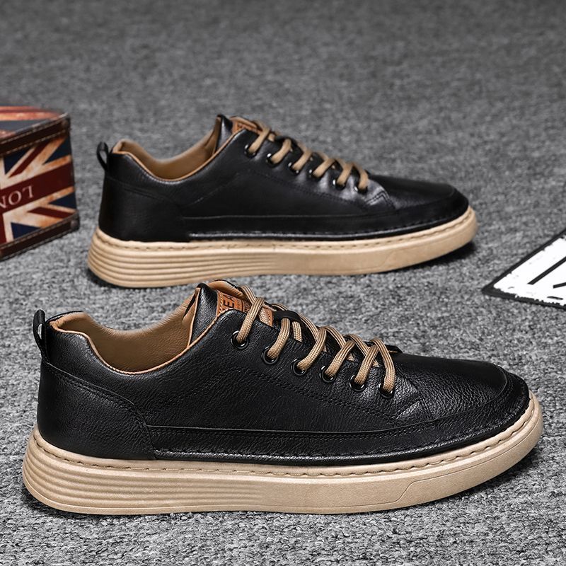 Men's Shoes Spring New Versatile Black Casual Leather
