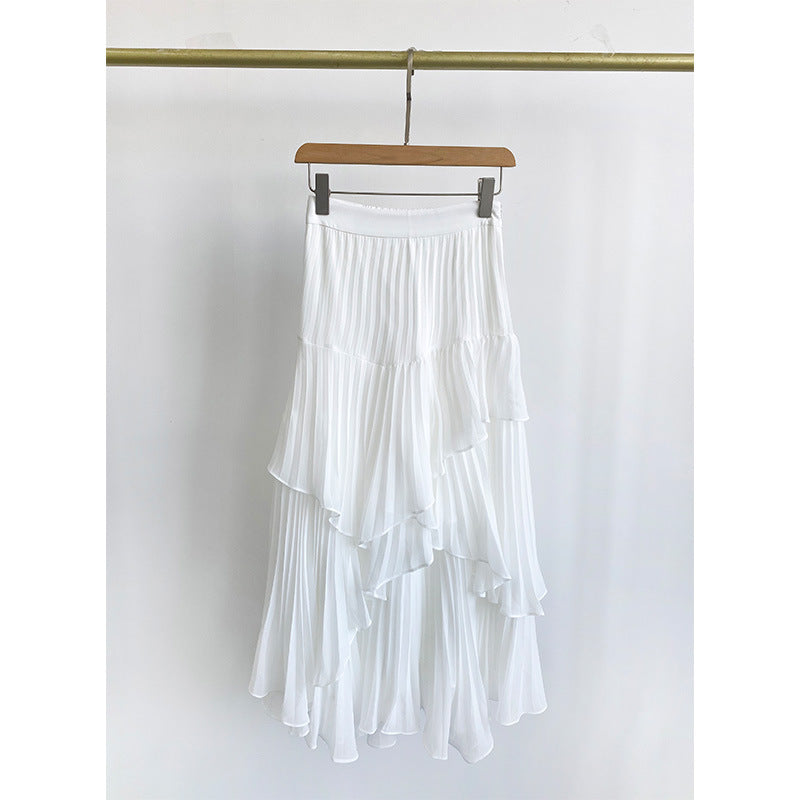 Chiffon High Waist Layered Ruffles Tiered Skirt