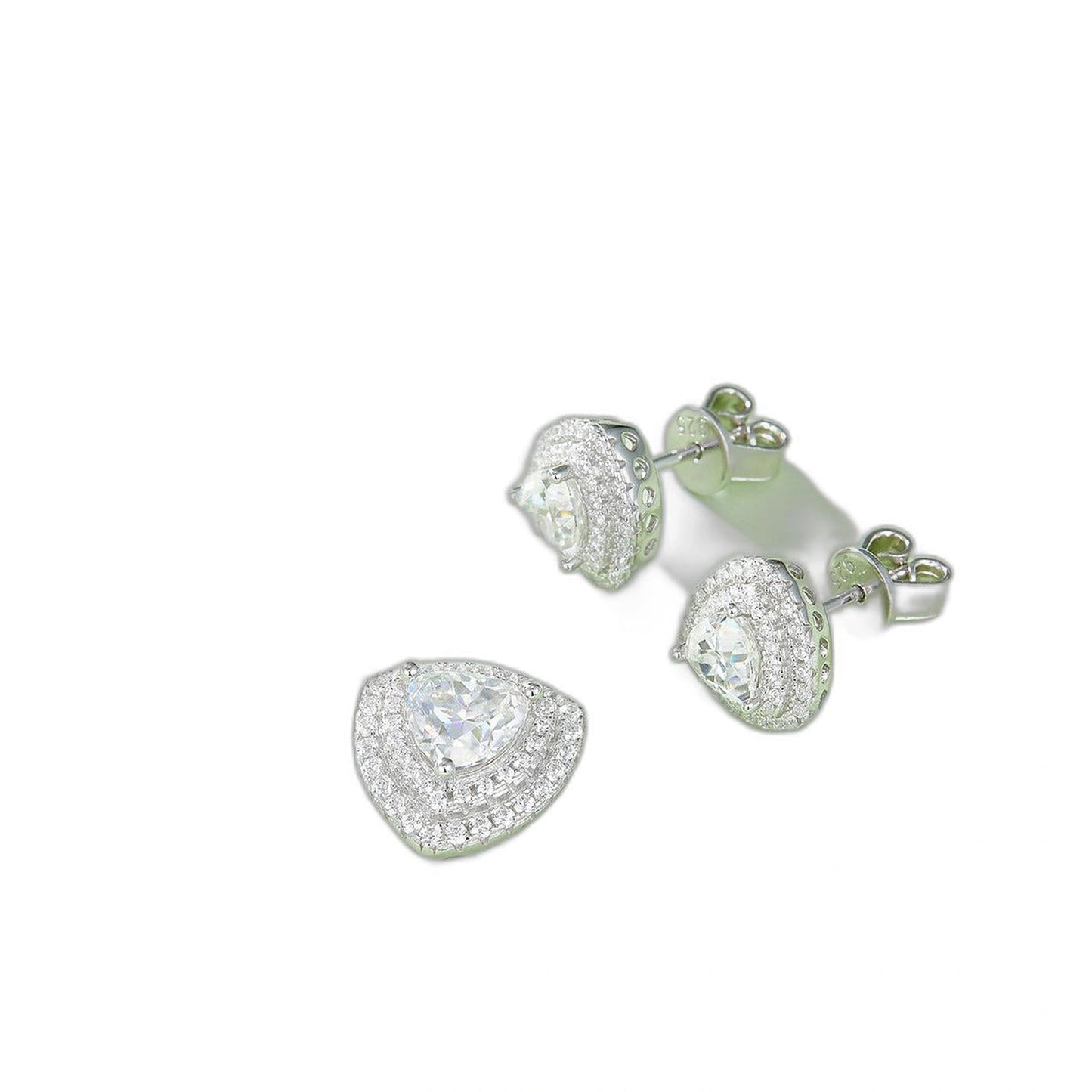 1 Karat Moissanite Special-shaped Rings Ear Studs Necklace Three-piece Set