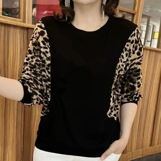 Loose Western Style Slimming Belly-covering Long-sleeved Top