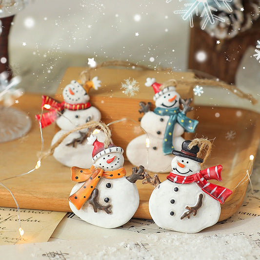 American Retro Christmas Resin Small Pendant Christmas Snowman Crutch