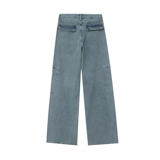 Summer Women's Mid-waist Wide-leg Straight Jeans Women