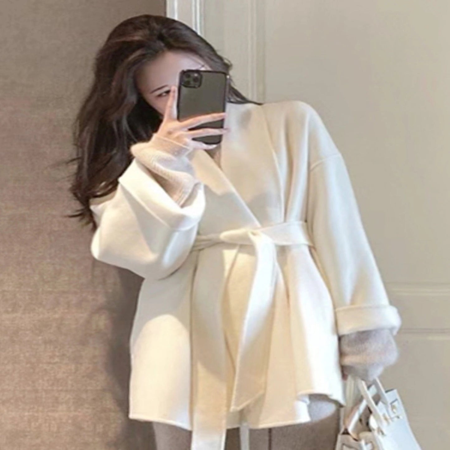 Short Double-faced Woolen Goods Classic Style Woolen Coat