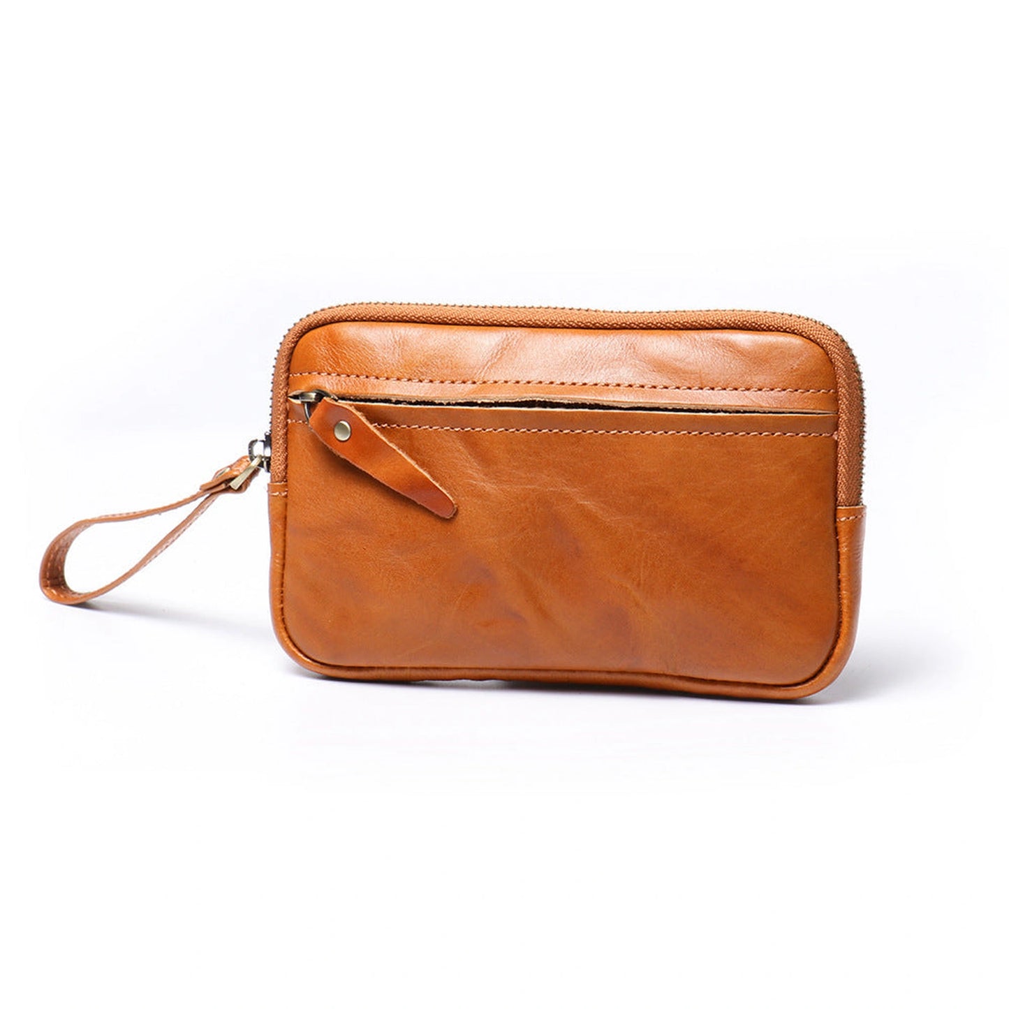 Men's Solid Color Skeleton-skin Zipper Handbag
