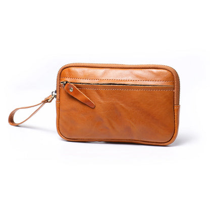 Men's Solid Color Skeleton-skin Zipper Handbag