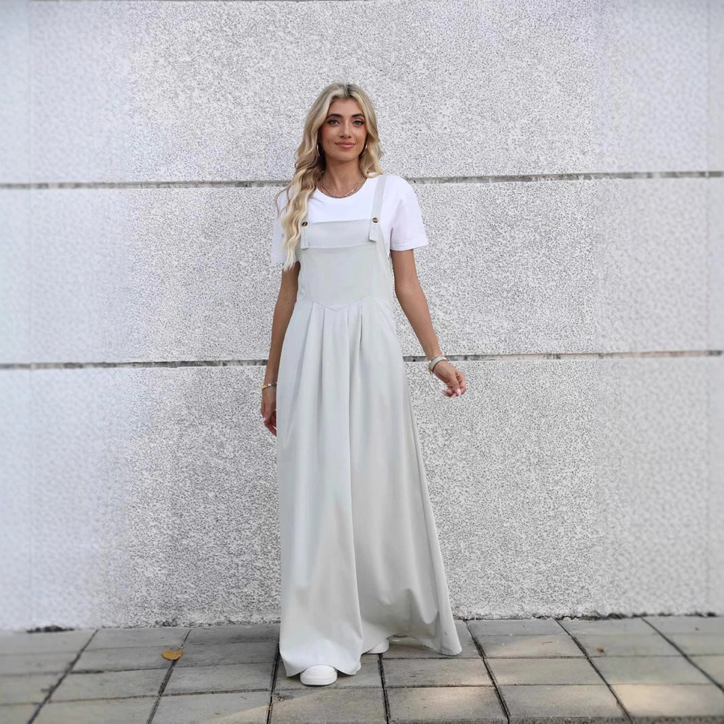 Comfort And Casual Design Waist Pleated Slimming Elegant One-piece Suspender Dress
