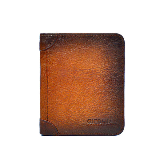 Men's Leather Anti-theft Swiping Ultra-thin Multi-card-slot Short Wallet
