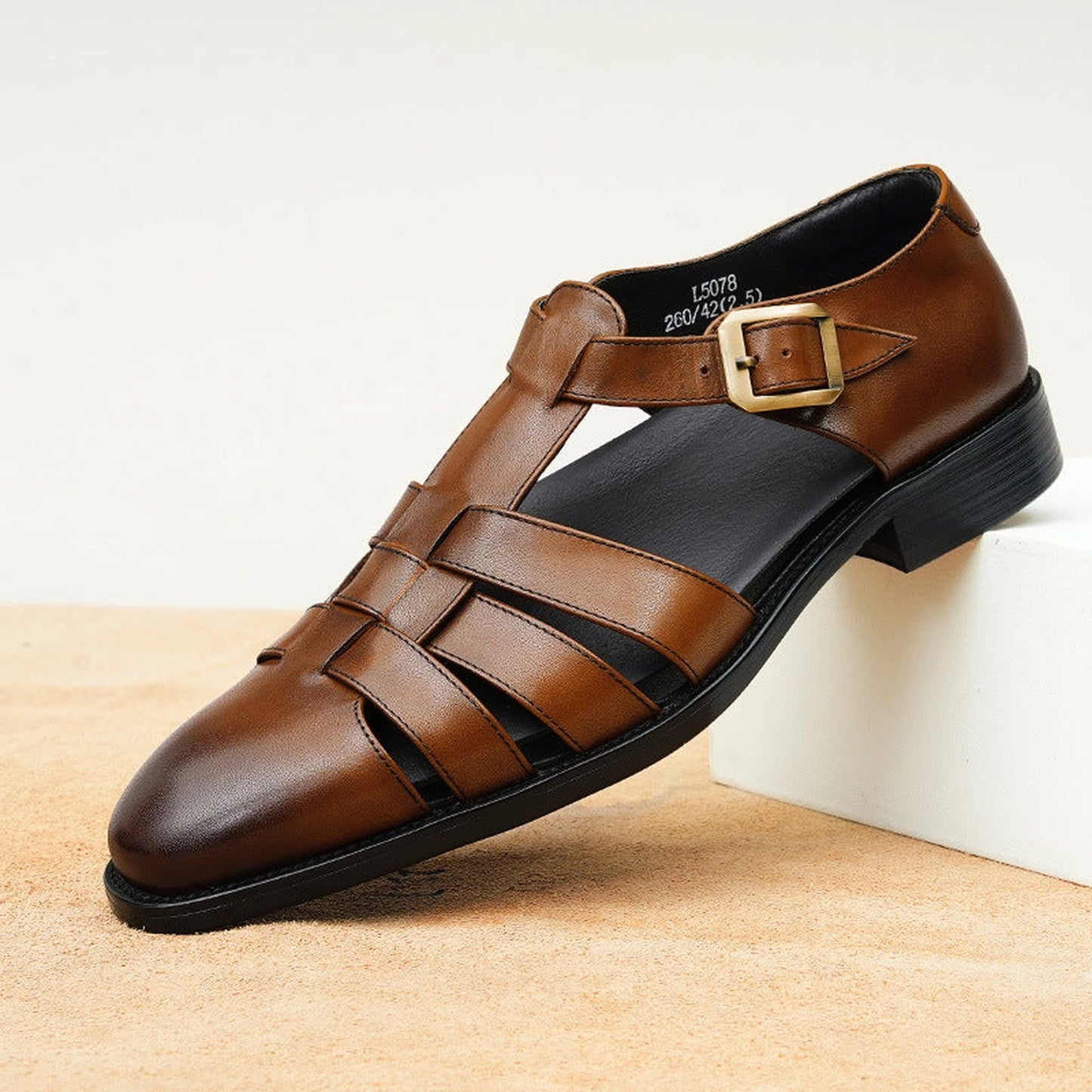 Genuine Leather Retro Fashion Business Summer Breathable Men's Shoes