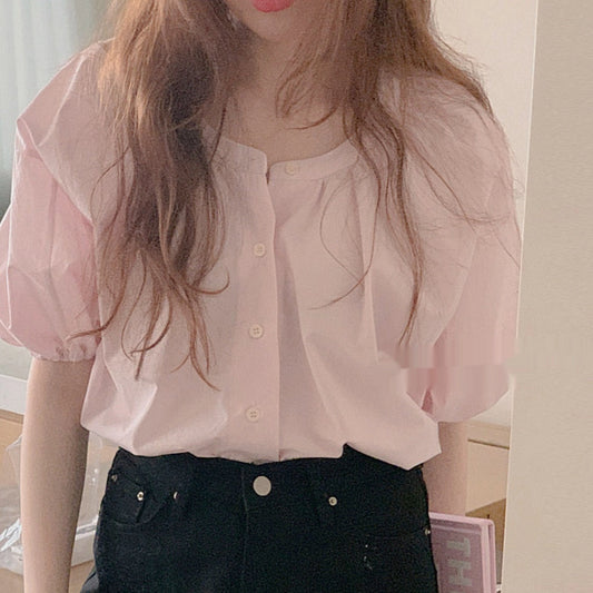 Women's Retro Multi-button Loose Slimming Shirt