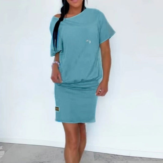 Sports Casual Knitted Short Sleeve Dress