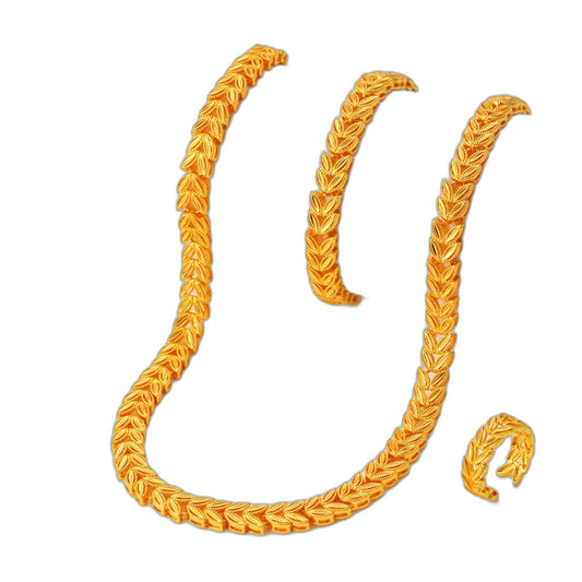 5pcs Retro Elegant 18k Gold Maple Leaf Women's Jewelry Set, Temperament Bridal Jewelry
