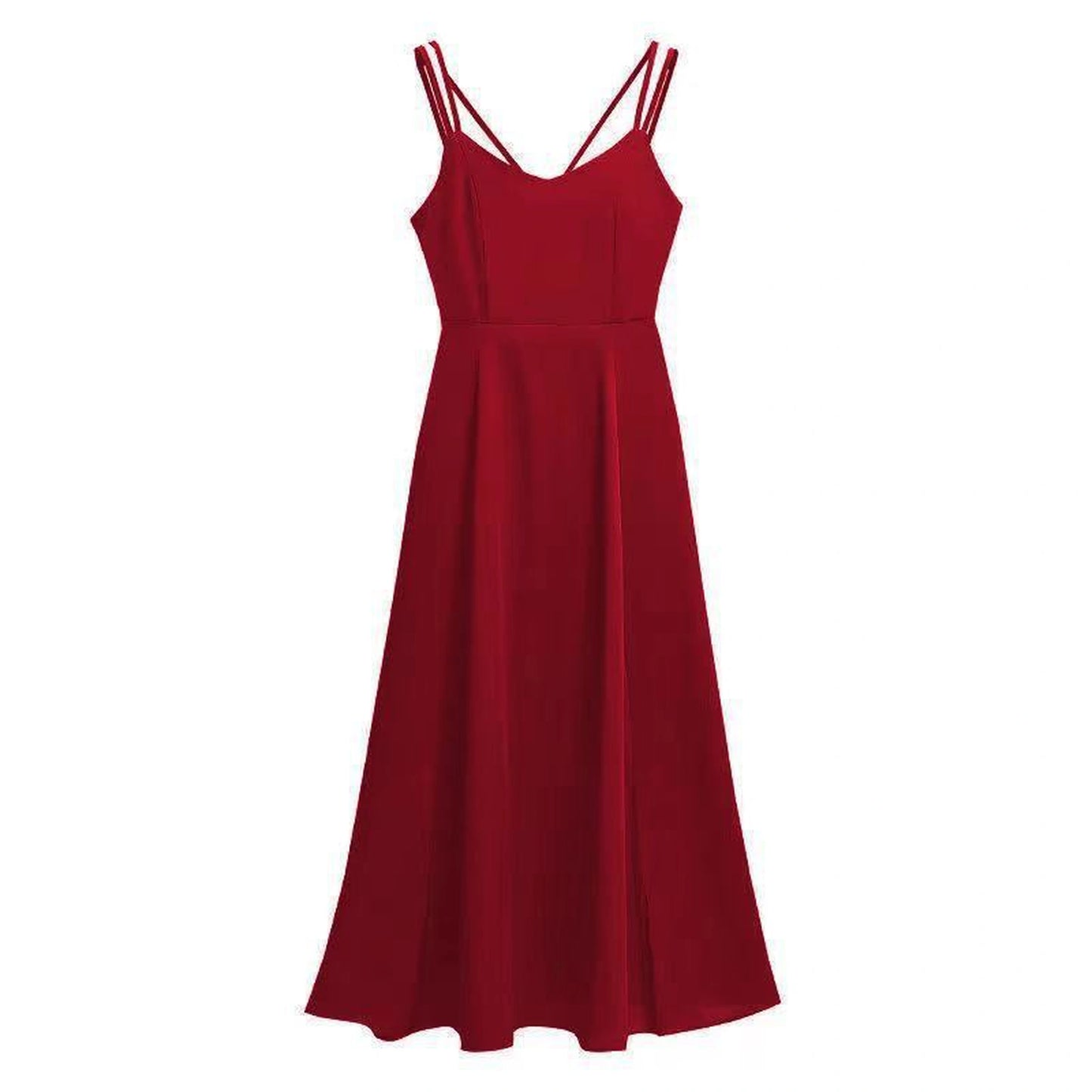 Women's Sexy Slit Mid-length Korean Style Fashion Suspenders Dress