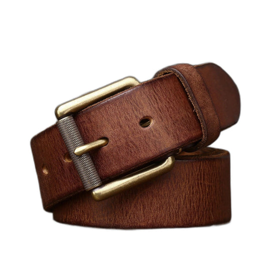 4CM Wide Handmade Widen And Thicken First Layer Cow Leather Belt