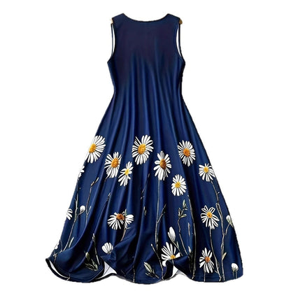 Fashion Printed Sleeveless Vest Dress
