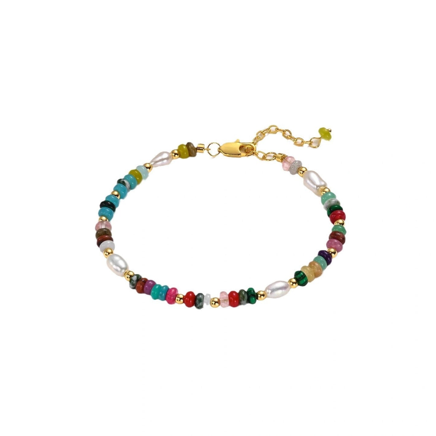 Mixed Color Natural Stone Rice Grain Freshwater Pearl Necklace Bracelet