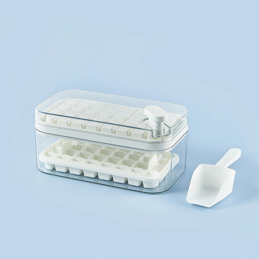 One-button Press Type Ice Mold Box Plastics Ice Cube Maker Ice Tray Mold With Storage Box With Lid Bar Kitchen Accessories