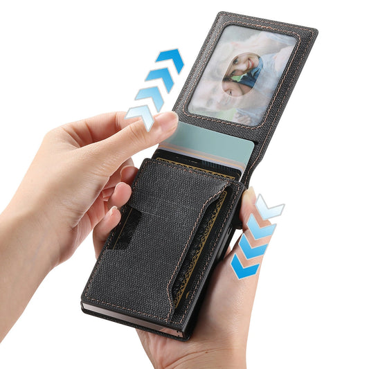 Men's Denim Grain Frosted Leather Card Box Wallet