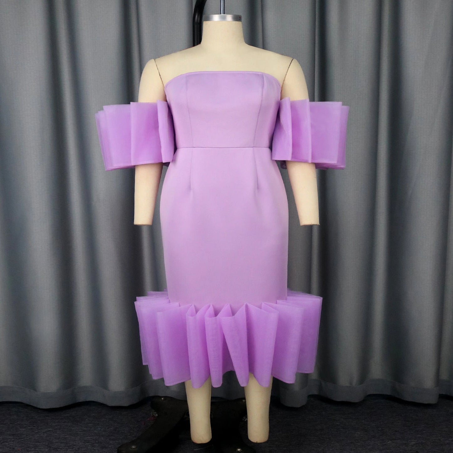 European And American Sexy Tube Top Purple Dress