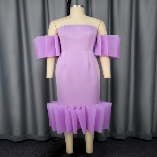 European And American Sexy Tube Top Purple Dress