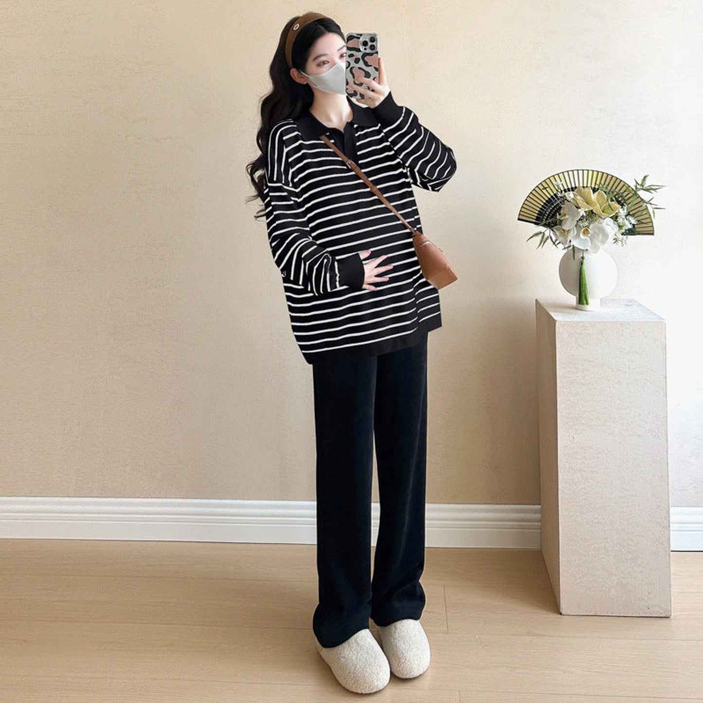 Loose Plus Size Pregnant Women's Knitted Top