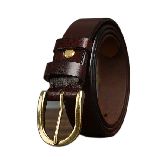 3.3CM Wide Copper Buckle Trendy Fashion Retro Belt Men