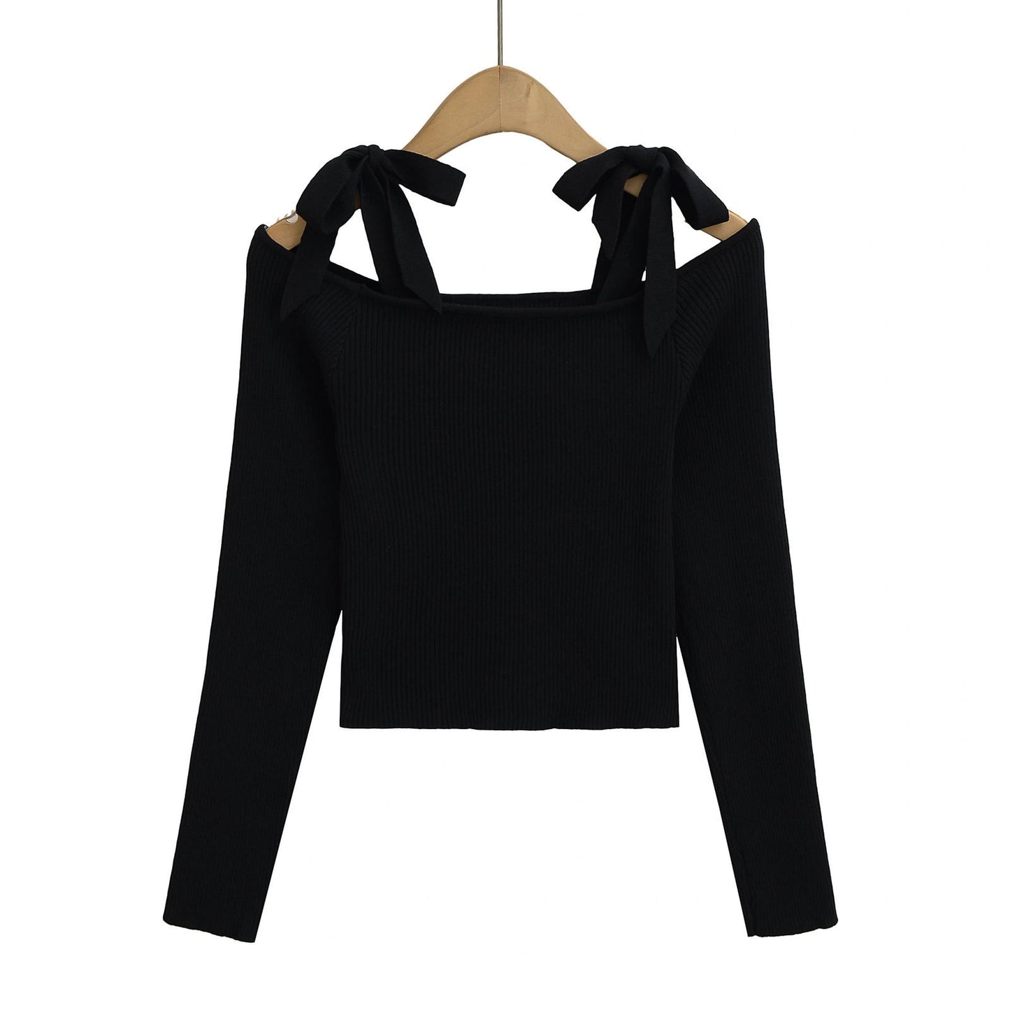 Sexy Strapless Lace-up Short Off-shoulder Knitwear